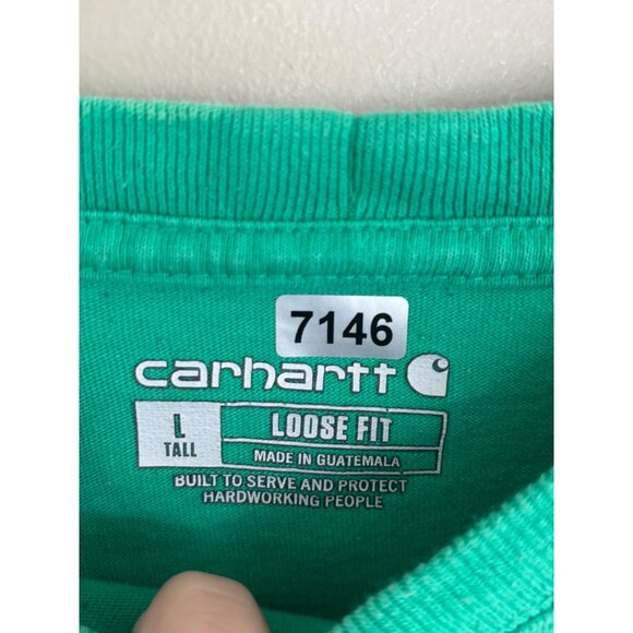 Carhartt Mens Loose Fit Pocket T-Shirt Green Size L Tall 100% Cotton Casual - Picture 2 of 11